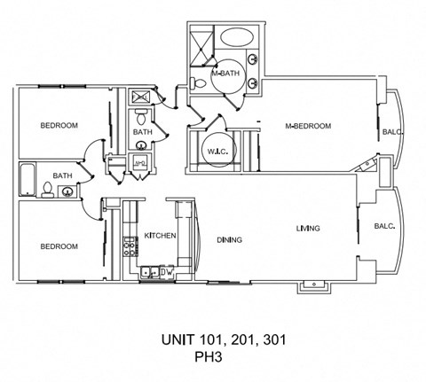Floor plan for 3 beds, 2.5 baths, 1500 sqft
